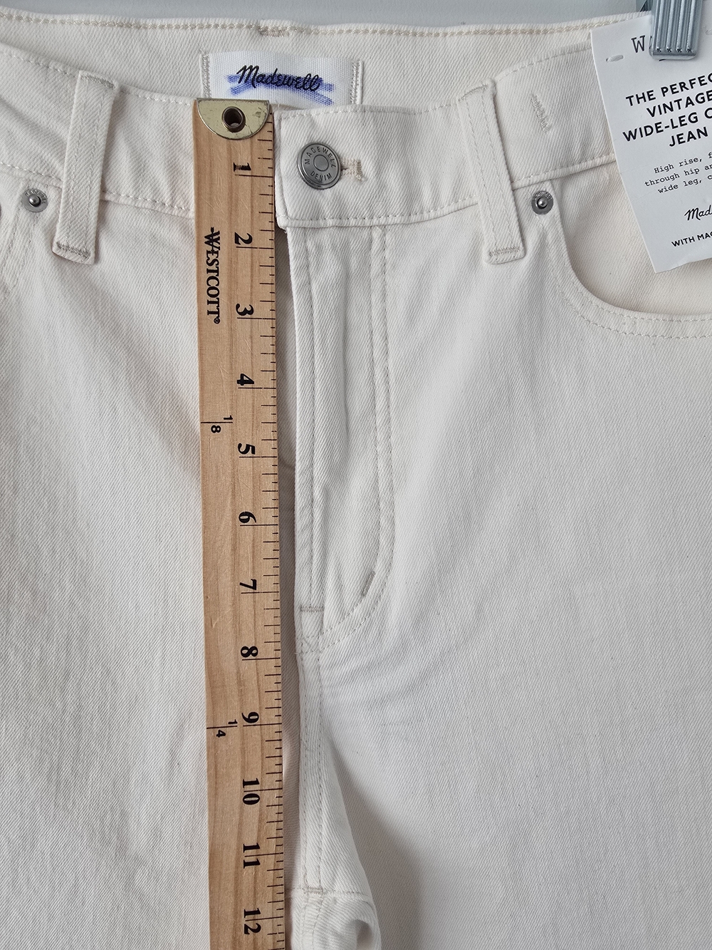 Madewell Perfect Vintage Wide Leg Cropped 29S Ecru White NWT - Picture 8 of 9